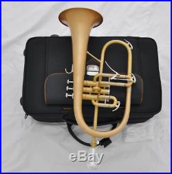 Professionl new Flugelhorn matt gold Flugel Horn Monel Valve Bb key with Case