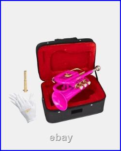 QUEENBRASS Bb Pitch Pocket-Trumpet Pink-Colored With Case and mouthpiece