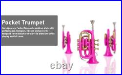 QUEENBRASS Bb Pitch Pocket-Trumpet Pink-Colored With Case and mouthpiece