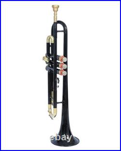 QUEENBRASS-Bb Standard Trumpet Black Brass Finish 3 Valves/with Case and MP