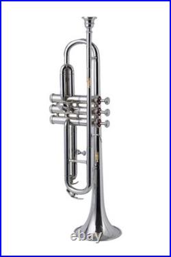QUEENBRASS-Bb Standard Trumpet Nickel-Finish 3 Valves/with Case and Mouthpiece