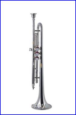 QUEENBRASS-Bb Standard Trumpet Nickel-Finish 3 Valves/with Case and Mouthpiece