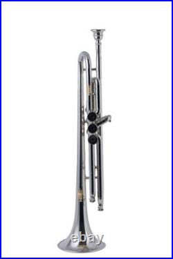 QUEENBRASS-Bb Standard Trumpet Nickel-Finish 3 Valves/with Case and Mouthpiece