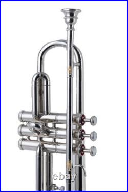 QUEENBRASS-Bb Standard Trumpet Nickel-Finish 3 Valves/with Case and Mouthpiece