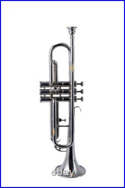 QUEENBRASS-Bb Standard Trumpet Nickel-Finish 3 Valves/with Case and Mouthpiece