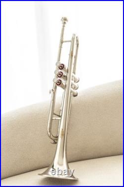 QUEENBRASS-Bb Standard Trumpet Nickel-Finish 3 Valves/with Case and Mouthpiece