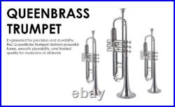 QUEENBRASS-Bb Standard Trumpet Nickel-Finish 3 Valves/with Case and Mouthpiece