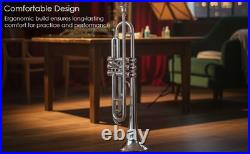 QUEENBRASS-Bb Standard Trumpet Nickel-Finish 3 Valves/with Case and Mouthpiece