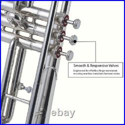 QUEENBRASS-Bb Standard Trumpet Nickel-Finish 3 Valves/with Case and Mouthpiece
