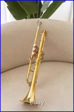 QUEENBRASS India Trumpet Bb Brass BRS HORN WITH CASE AND MOUTHPIECE NICE TUNED