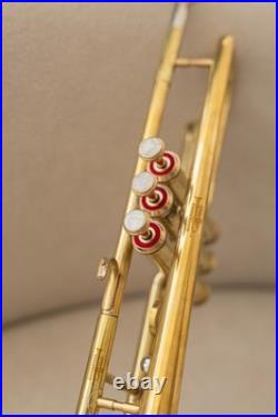 QUEENBRASS India Trumpet Bb Brass BRS HORN WITH CASE AND MOUTHPIECE NICE TUNED