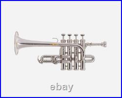 QUEENBRASS Piccolo trumpet nickel and finish with hard case bag and MP