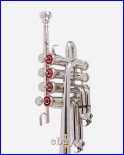 QUEENBRASS Piccolo trumpet nickel and finish with hard case bag and MP