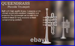QUEENBRASS Piccolo trumpet nickel and finish with hard case bag and MP