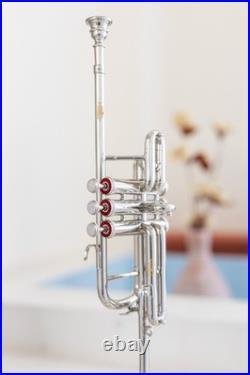 Queenbrass Flag Trumpet Silver Free-hard Case+mouthpiece