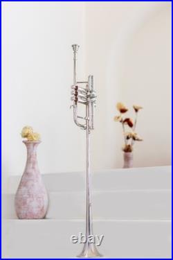 Queenbrass Flag Trumpet Silver Free-hard Case+mouthpiece