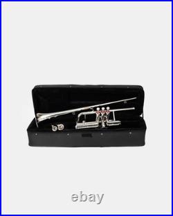 Queenbrass Flag Trumpet Silver Free-hard Case+mouthpiece