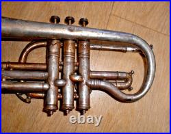 RARE c1910 ANTIQUE CARL FISCHER INSTANTAR ENGRAVED CORNET