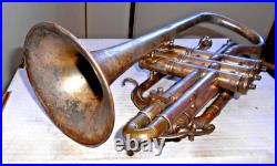 RARE c1910 ANTIQUE CARL FISCHER INSTANTAR ENGRAVED CORNET