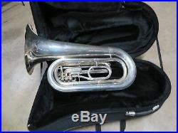RS Berkeley Silver Marching BBb Tuba with Roller Case, Ready to Play! #MTU02