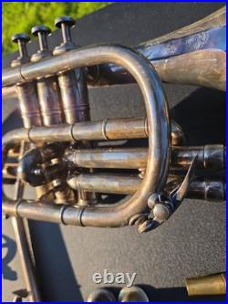 Rare Imperial Harley Royce Makers Toronto Cornet Silver Plated Antique #699