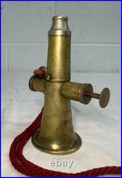 Rare antique 19th century German engraved brass silver signal horn trumpet
