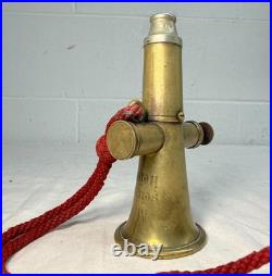 Rare antique 19th century German engraved brass silver signal horn trumpet