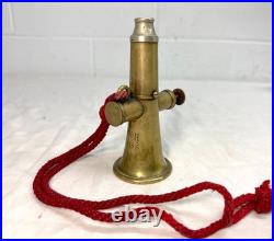 Rare antique 19th century German engraved brass silver signal horn trumpet