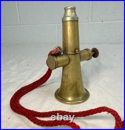Rare antique 19th century German engraved brass silver signal horn trumpet