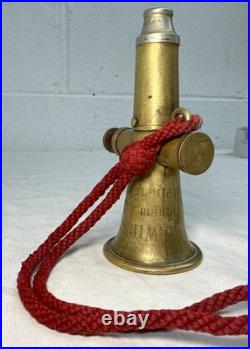 Rare antique 19th century German engraved brass silver signal horn trumpet