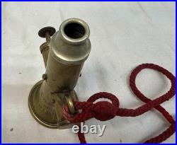 Rare antique 19th century German engraved brass silver signal horn trumpet