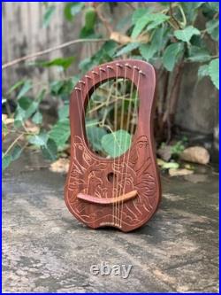 Rosewood Sparrow 10 String Lyre Harp Handmade Wooden Instrument with Bag