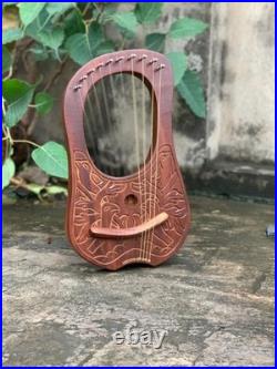 Rosewood Sparrow 10 String Lyre Harp Handmade Wooden Instrument with Bag