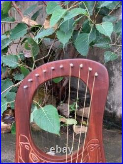 Rosewood Sparrow 10 String Lyre Harp Handmade Wooden Instrument with Bag