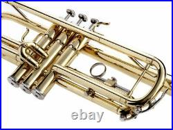 SUPERB DEAL BRASS PLATED Bb Flat Trumpet Free Hard Case +Mouthpiece