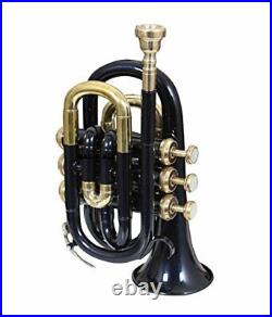 Sai Musical Bb POCKET TRUMPET BB Pitch Brass Musical Instrument In BLACK MUSI