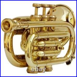 Sale Gift Pocket Trumpet Brass Finish Bb Pitch With Hard Case & Mouthpiece