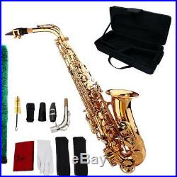 School Professional Brass Gold Alto Eb Sax Saxophone+Case +Mouthpieces H1Z7