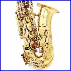 School Professional Brass Gold Alto Eb Sax Saxophone+Case +Mouthpieces H1Z7
