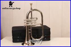 Silver Bb Flugelhorn 3-Valve Brass Horn Nickel Finish For Adults with Mouthpiece