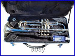 Silver Student Hopson Bb Trumpet with Trumpet Valve Oil Mouthpiece and Case