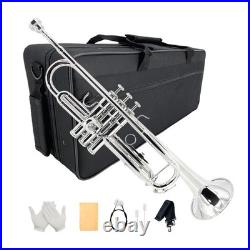 Silvery Brass Trumpet with Hard Case & Accessories for Orchestra