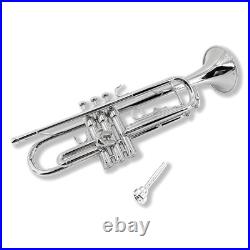 Silvery Brass Trumpet with Hard Case & Accessories for Orchestra