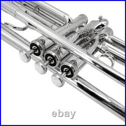 Silvery Brass Trumpet with Hard Case & Accessories for Orchestra