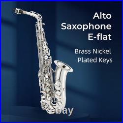 Sliver Alto Saxophone Eb Alto Sax Brass Instrument Kit with Case Accessories NEW
