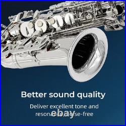 Sliver Alto Saxophone Eb Alto Sax Brass Instrument Kit with Case Accessories NEW