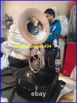 Sousaphone 22 Bell Size Of Pure Brass Metal In Chrome+ Case Box & Free Shipping