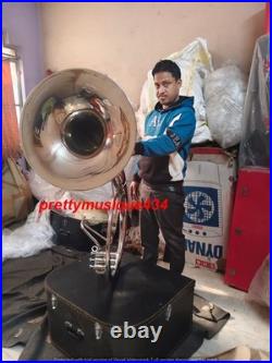 Sousaphone 22 Bell Size Of Pure Brass Metal In Chrome+ Case Box & Free Shipping