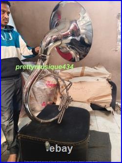 Sousaphone 22 Bell Size Of Pure Brass Metal In Chrome+ Case Box & Free Shipping