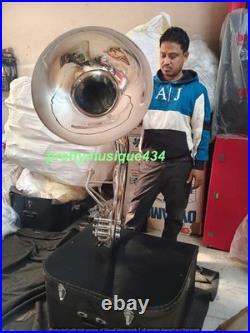 Sousaphone 22 Bell Size Of Pure Brass Metal In Chrome+ Case Box & Free Shipping